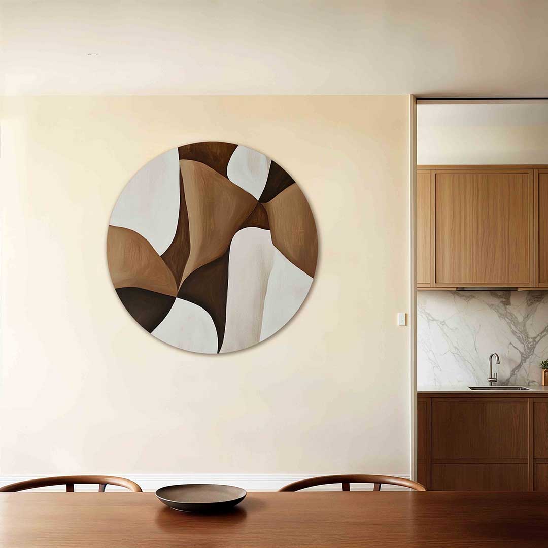 Abstracte vormen – ronde wanddecoratie met abstract ontwerp