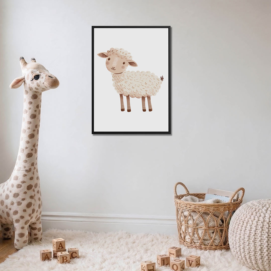Schattig schaapje illustratie – moderne staande wandkunst