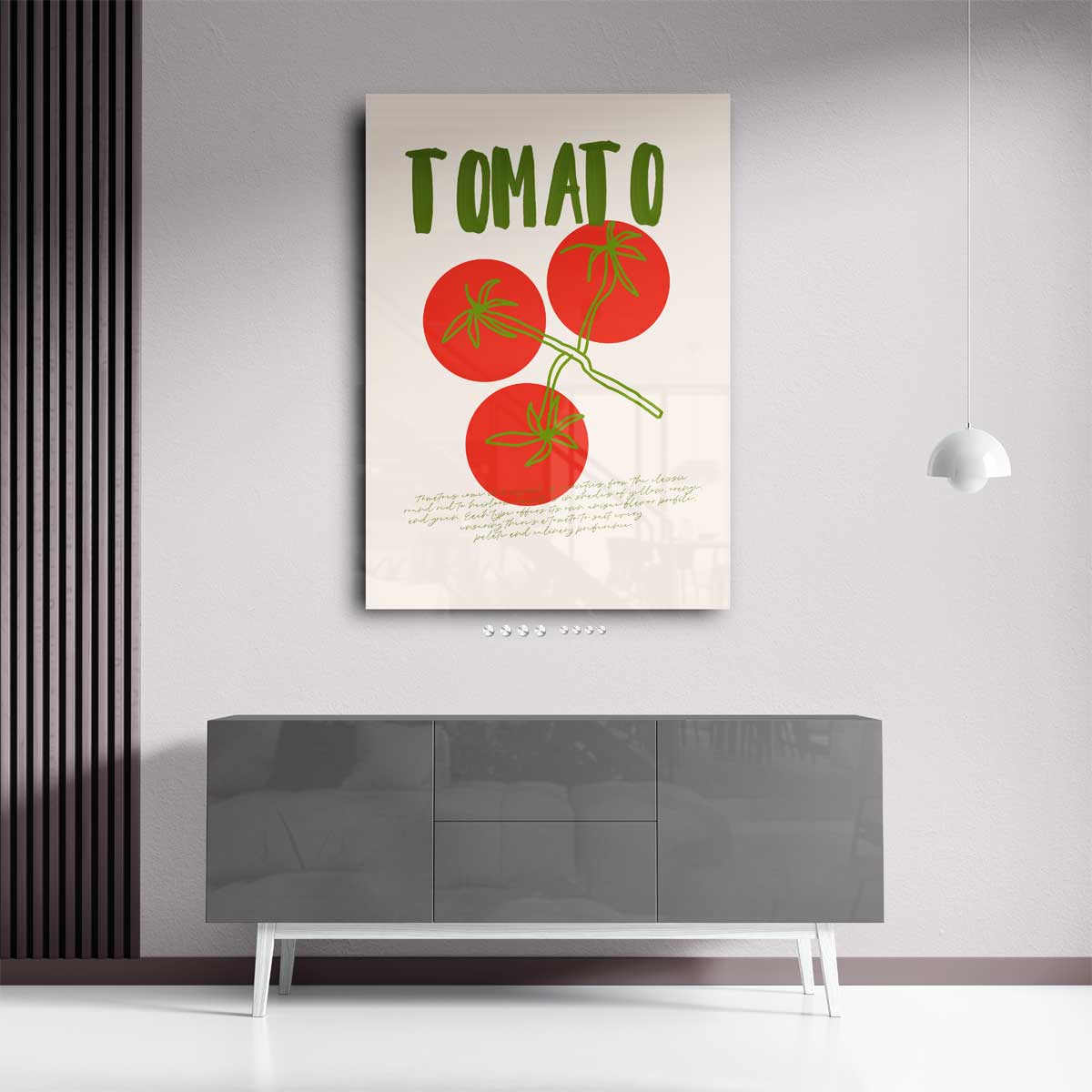 Tomaat Illustratie – plexiglas wanddecoratie in portret formaat