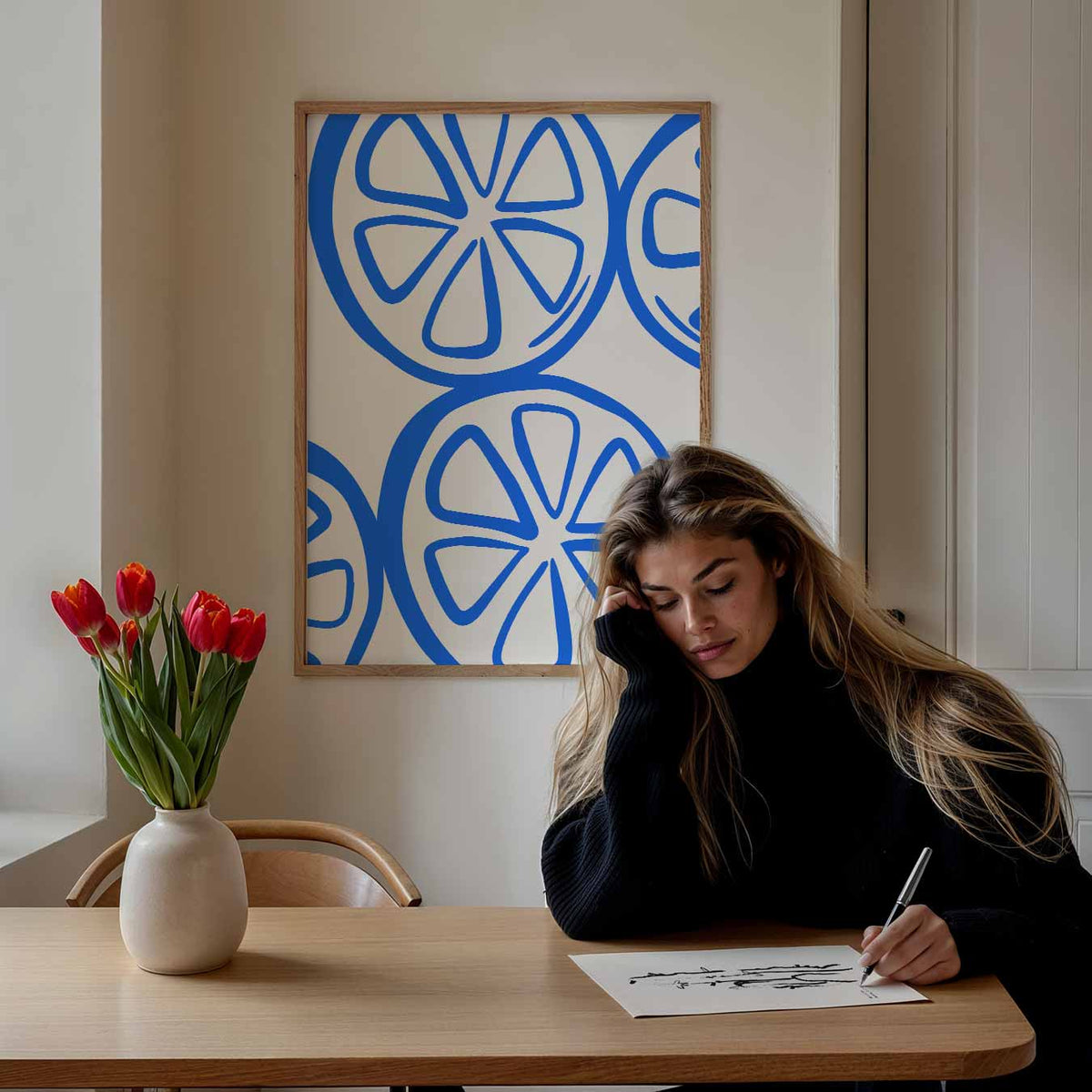 Frisse Citroenschijfjes – keuken poster als sfeervolle staande wanddecoratie