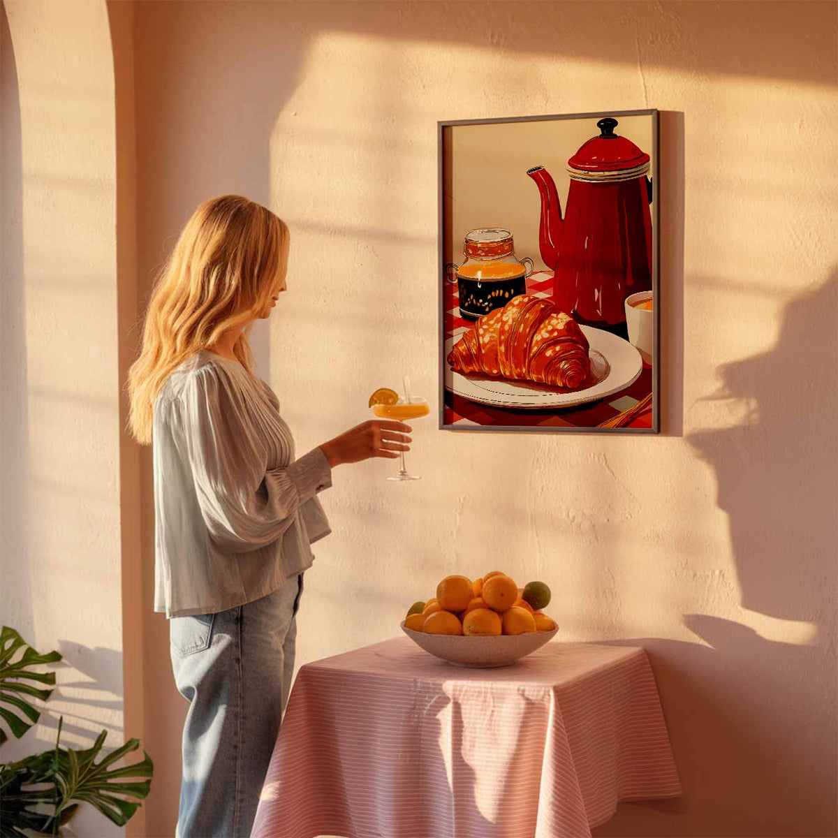 Gezellige Franse Ontbijt – keuken poster als sfeervolle staande wanddecoratie