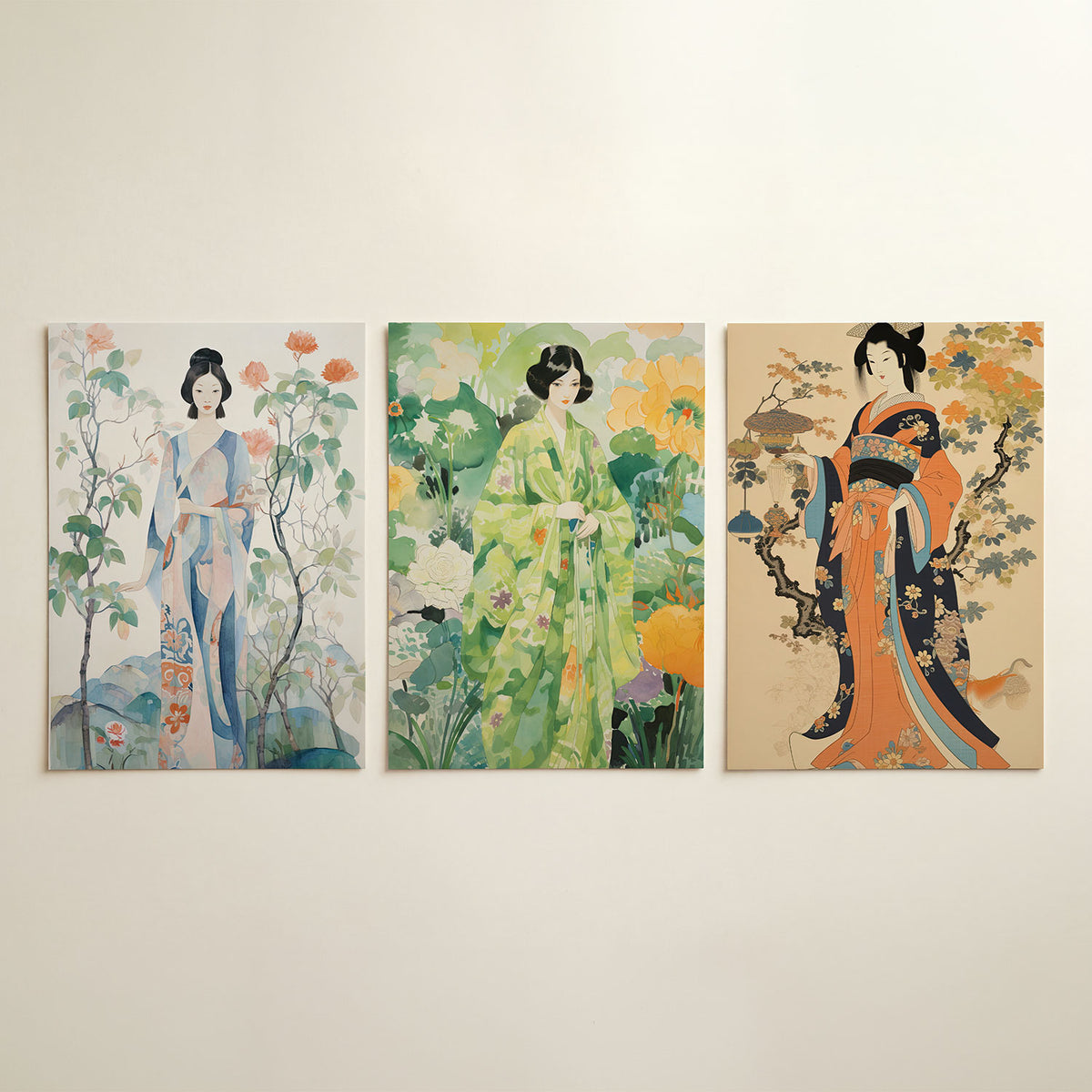 Natuurlijke elegantie driedelige posterset in interieur