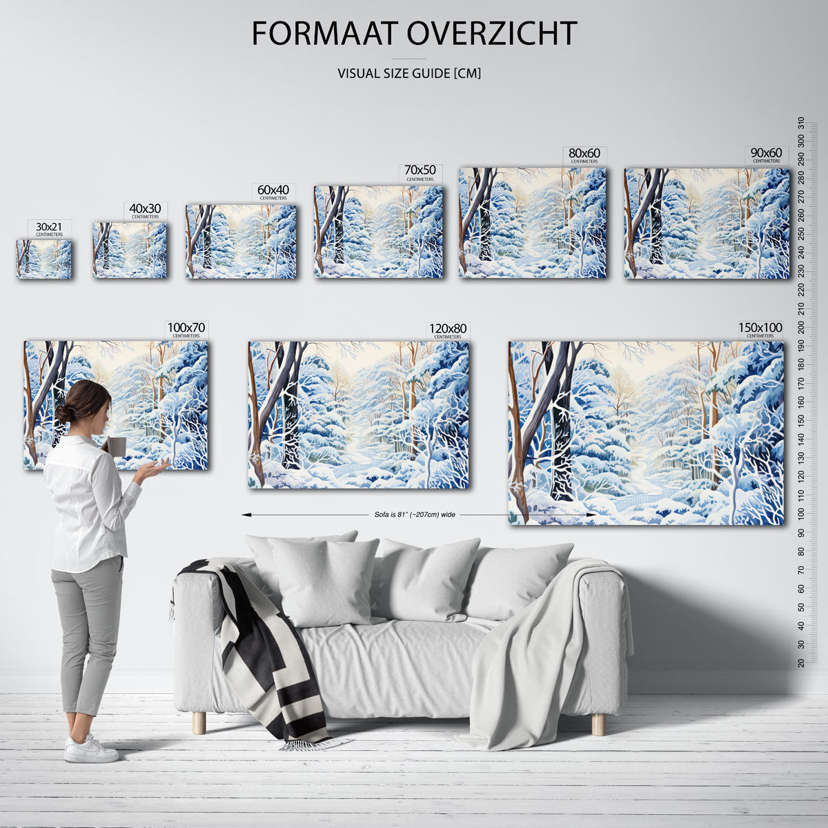 Winterlandschap met bomen – landscape muurposter met eigentijdse illustratie