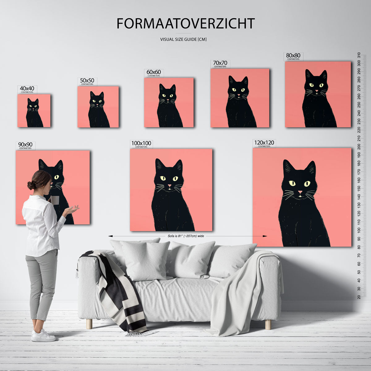 Zwarte kat – vierkante muurposter met dierenthema