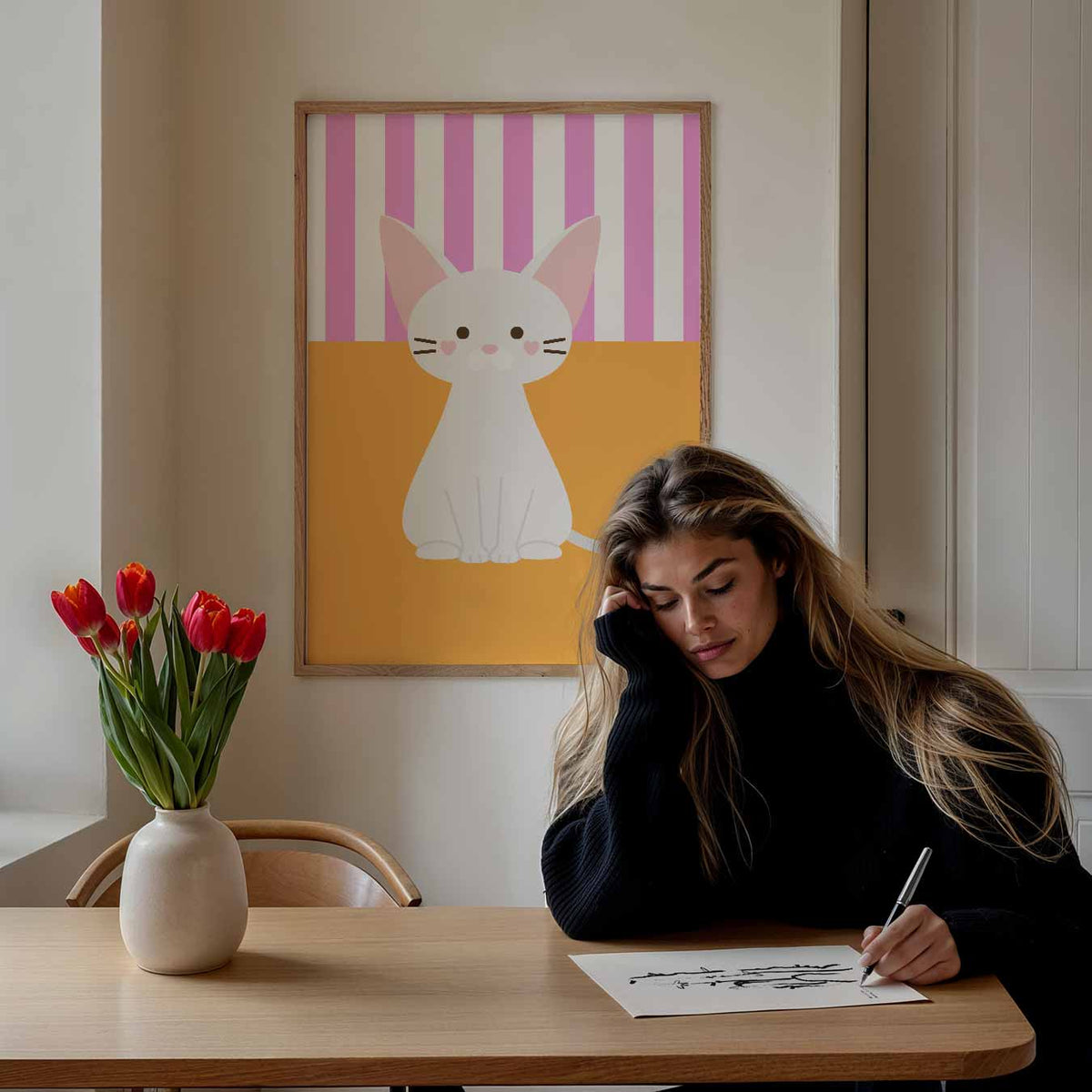 Schattige Kattenposter – staande muurposter voor de kinderkamer