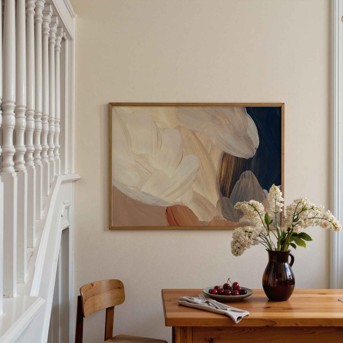 Abstracte penseelstreken – artistieke poster in liggend formaat