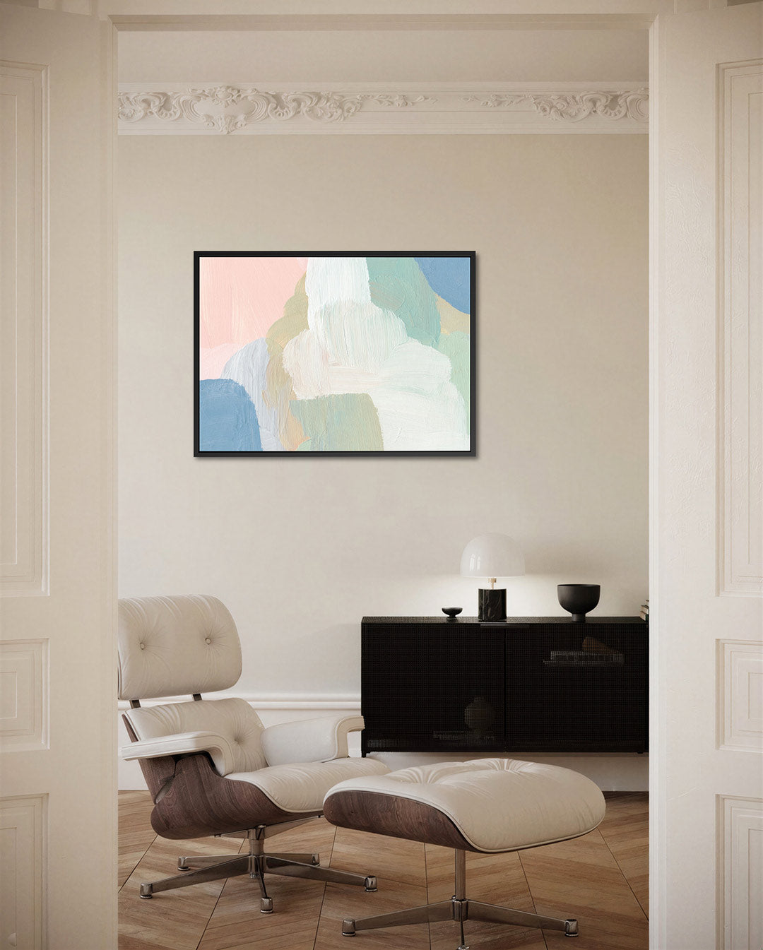 Zachte kleurencompositie – Serene – liggende wanddecoratie