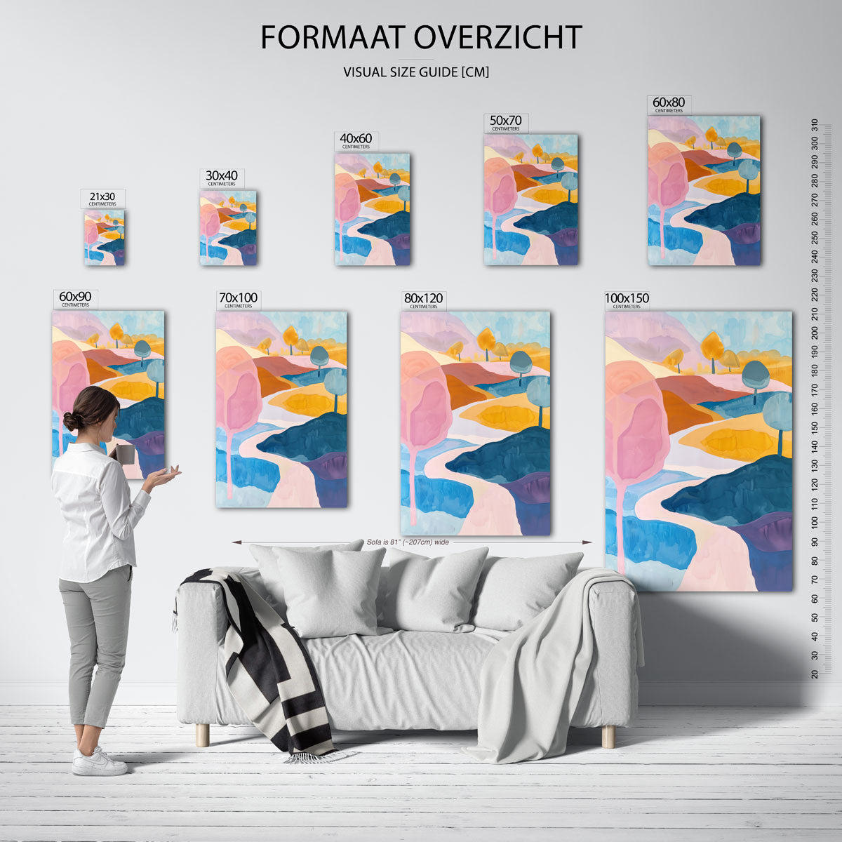 Landschap met bomen – staande muurposter met hedendaagse illustratie