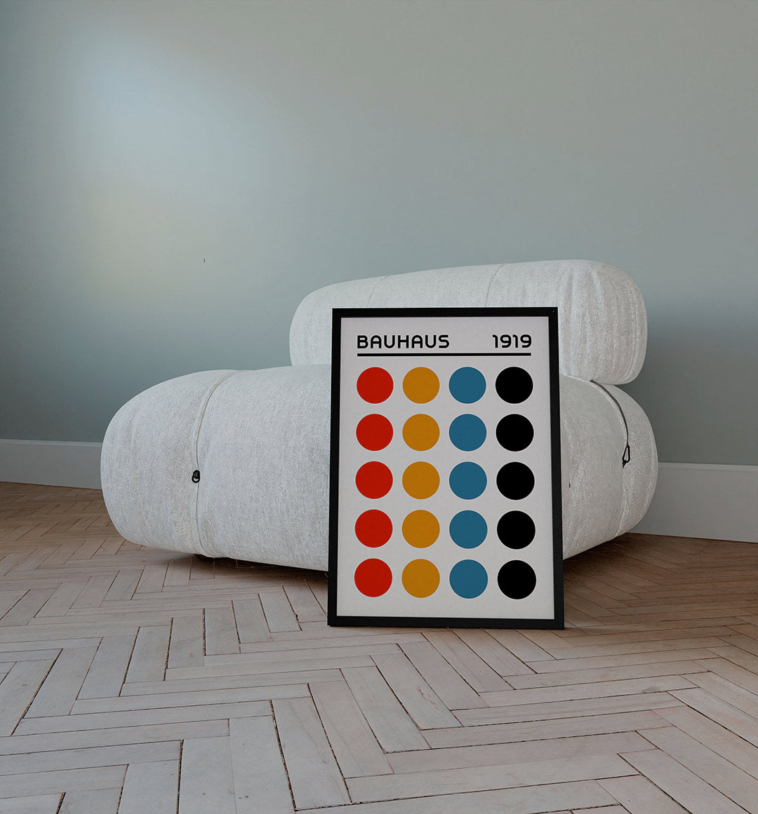Cirkelritme en kleur – staande Bauhaus poster voor aan de muur