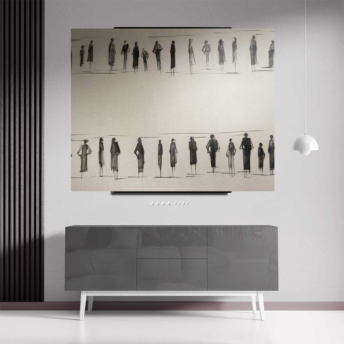 Elegante Schaduwfiguren – dibond kunstwerk als wanddecoratie