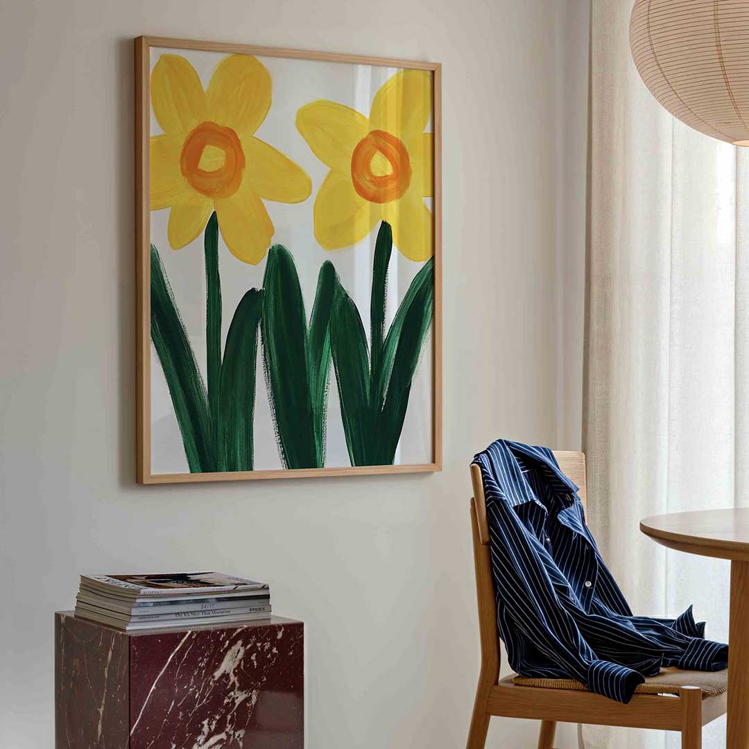 Twee gele bloemen – bloemen poster in staand formaat