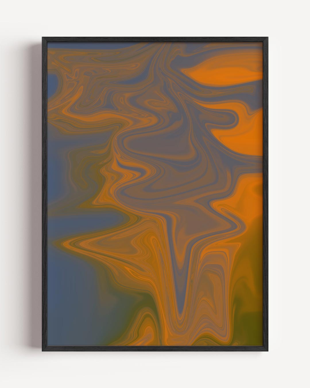 Vloeiende Oranjegloed Abstracte Kunstposter – kleurrijke abstracte portret poster als wanddecoratie