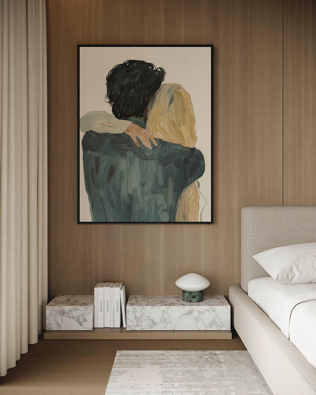 Omarmende figuren – Wanddecoratie kunstwerk – kunstwerk op canvas, dibond of plexiglas