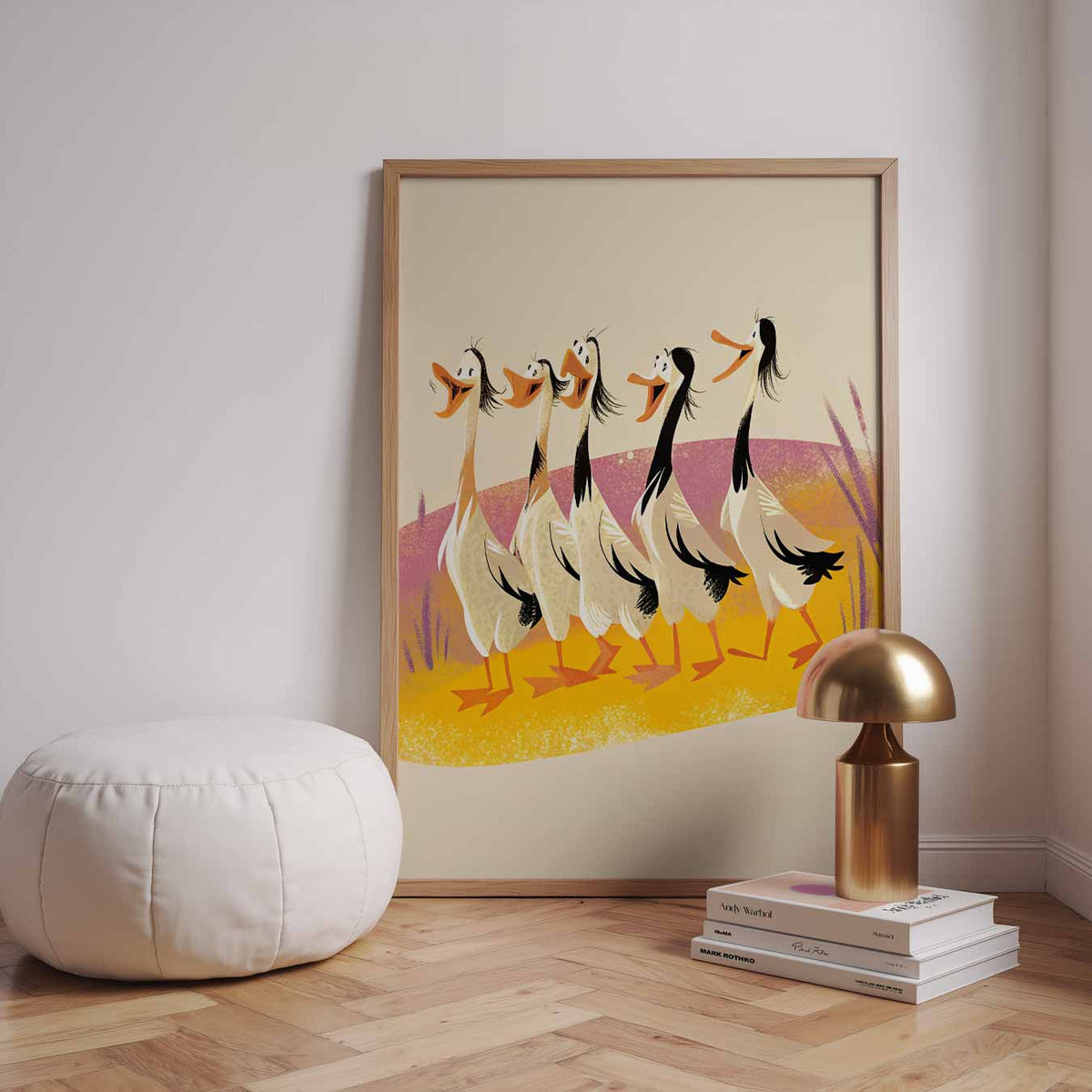 Speelse Eendendans – dieren poster in staand formaat