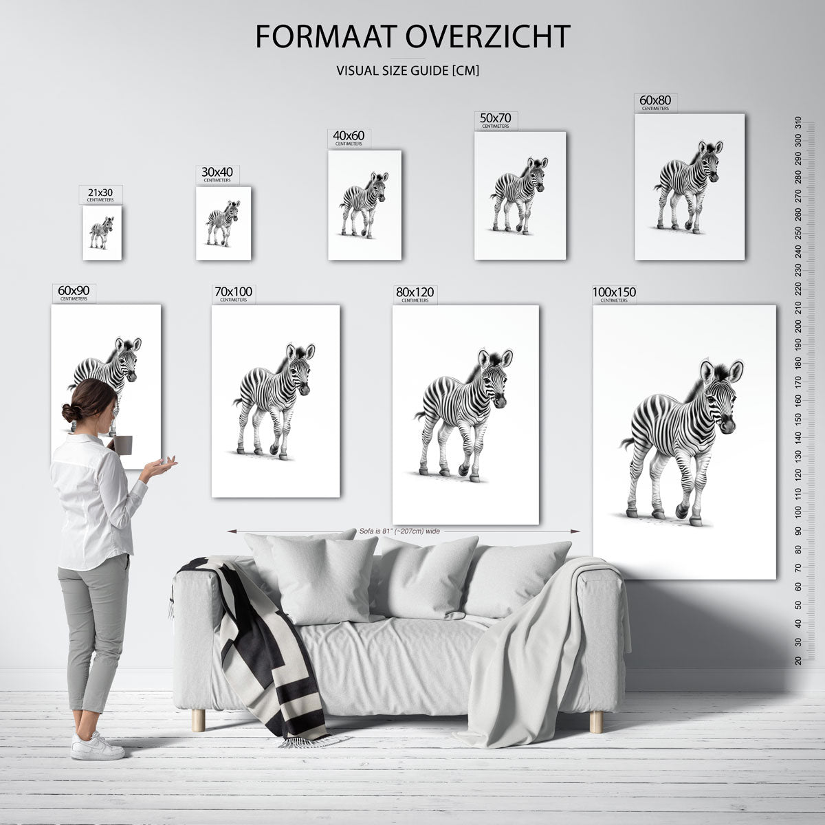 Zebra – staande muurposter met dierenthema