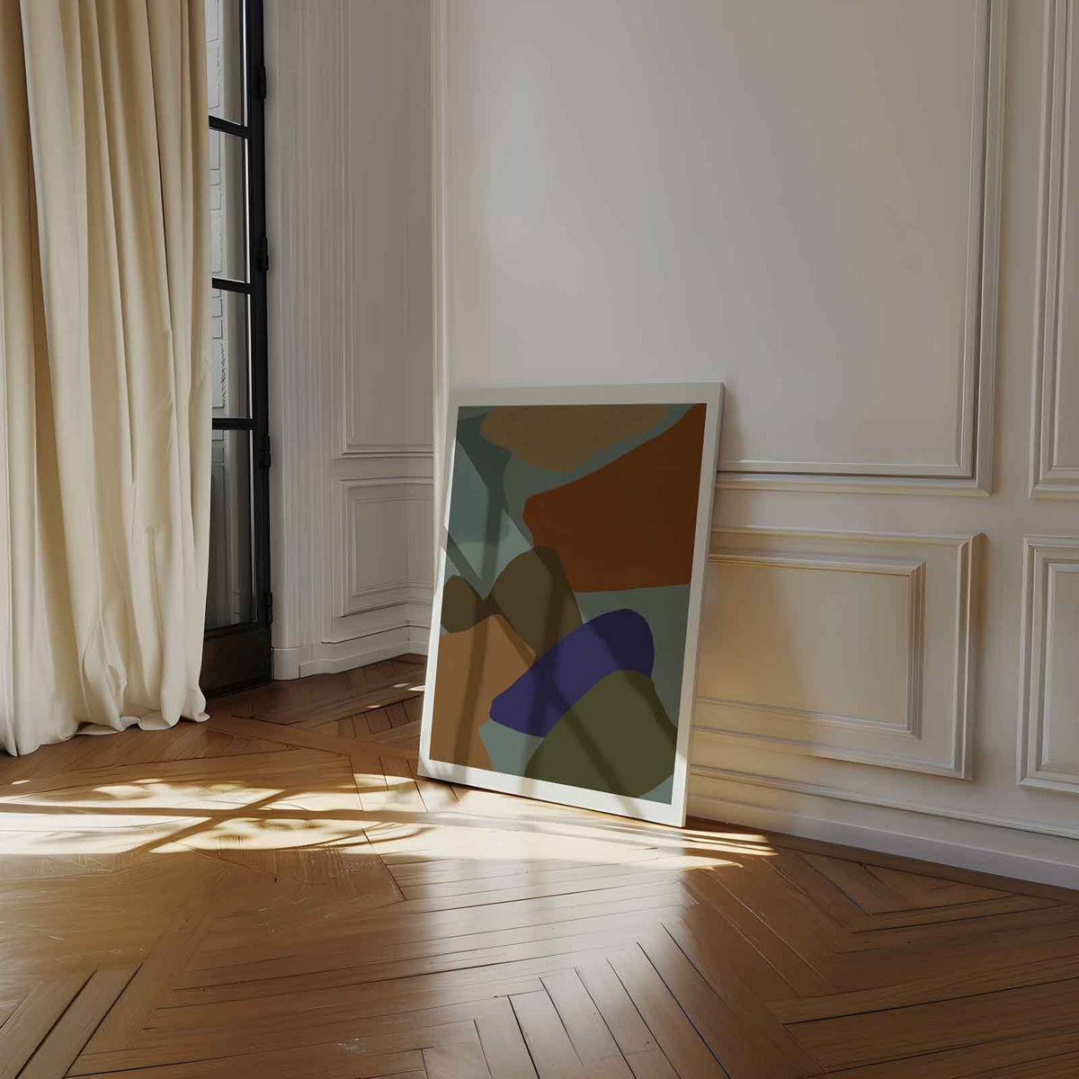 Vrolijke Vormen – kunstwerk met zwarte baklijst