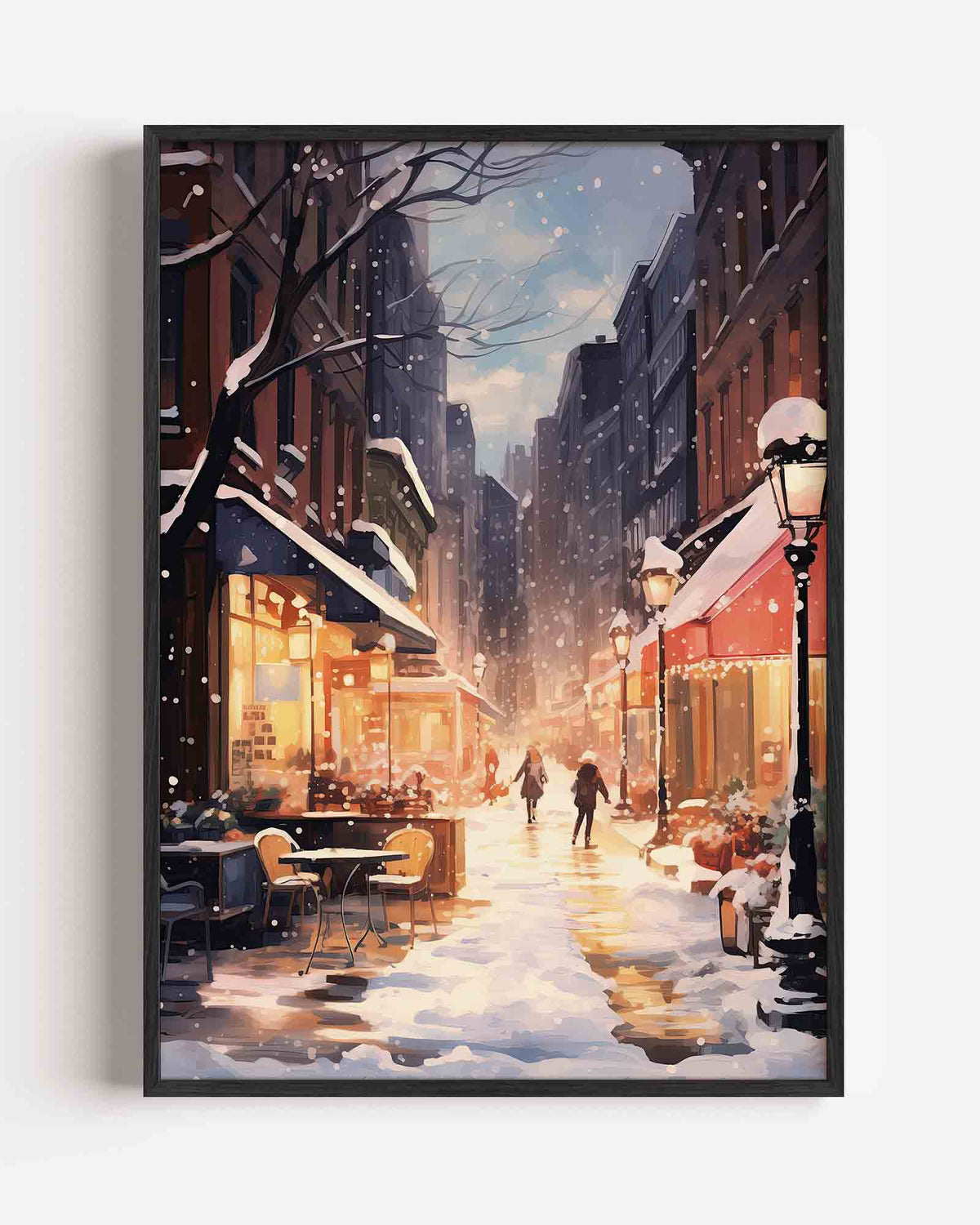 Winterse straat – kerst portret poster als wanddecoratie