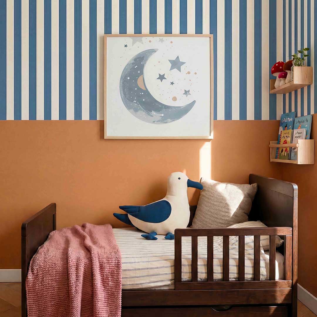 Maan en sterren – kids poster in vierkant formaat
