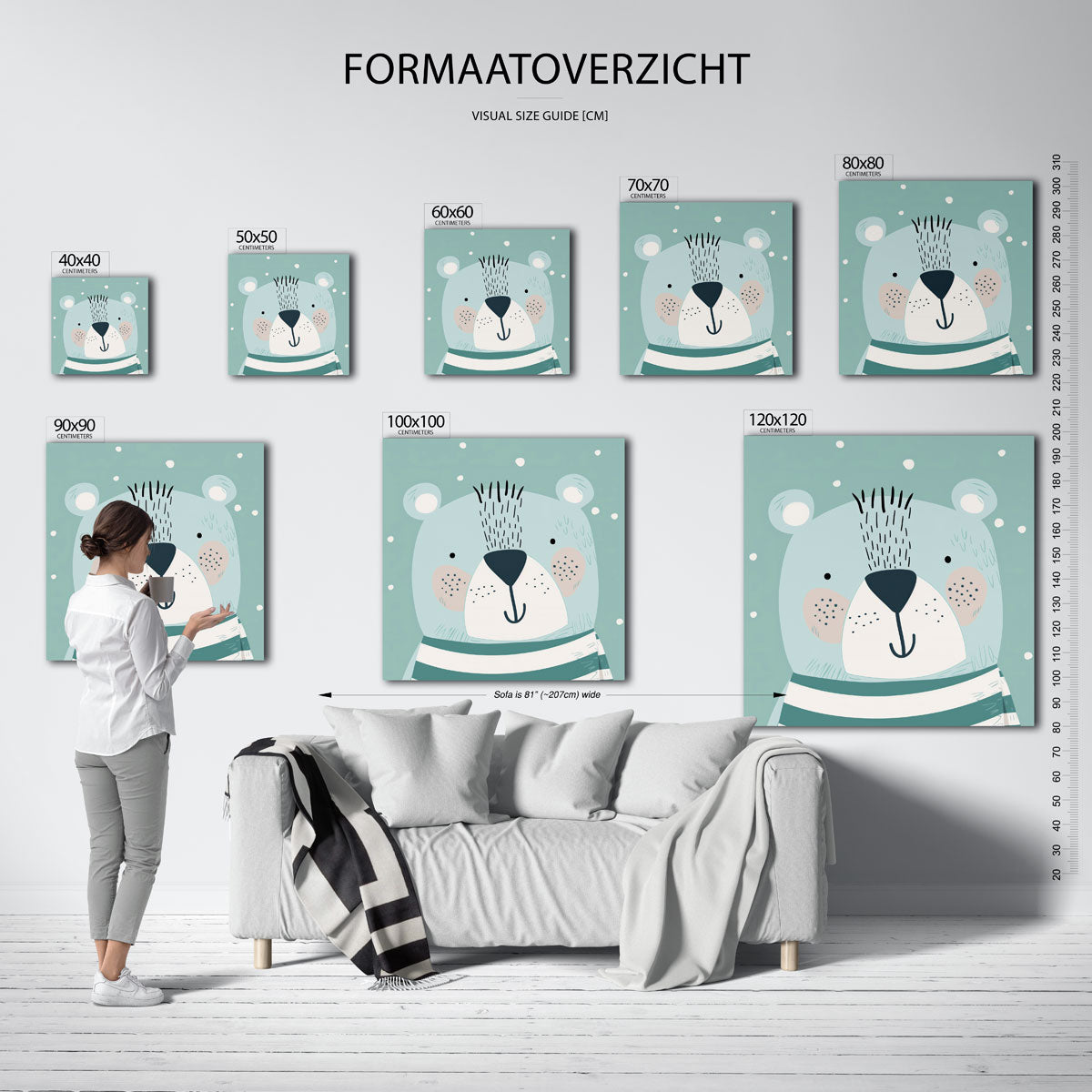 Beer met stippen – vierkante muurposter voor de kinderkamer