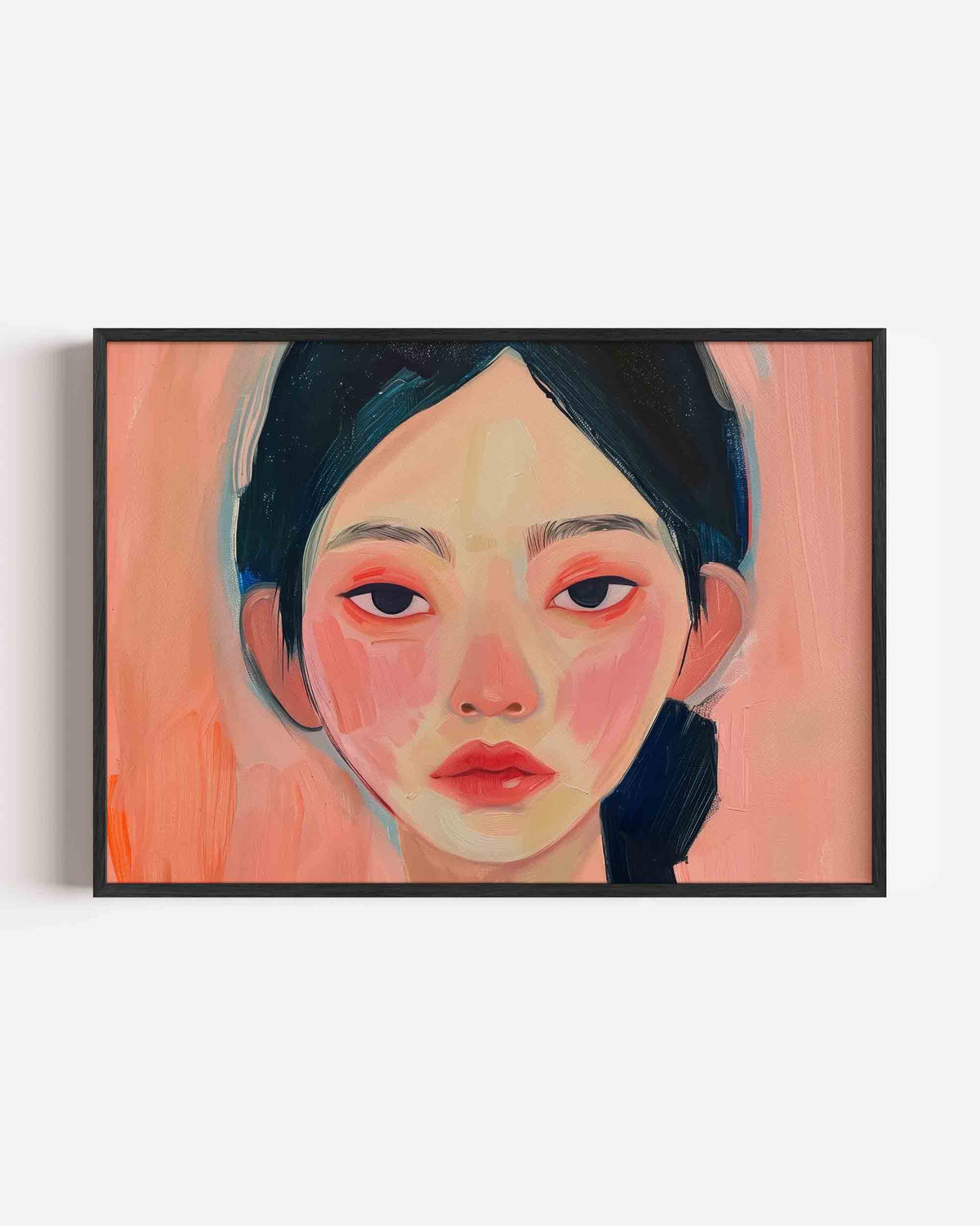 Portret met roze tinten – hedendaagse illustratie poster in landscape formaat