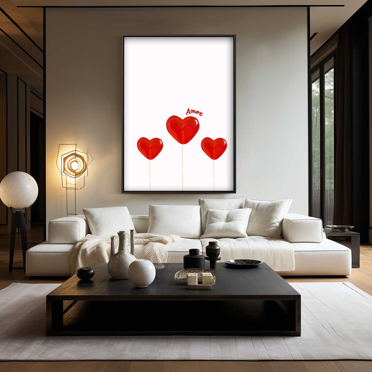 Hartvormige Lollys met Amor Touch – modern portret kunstwerk van WallArtistic