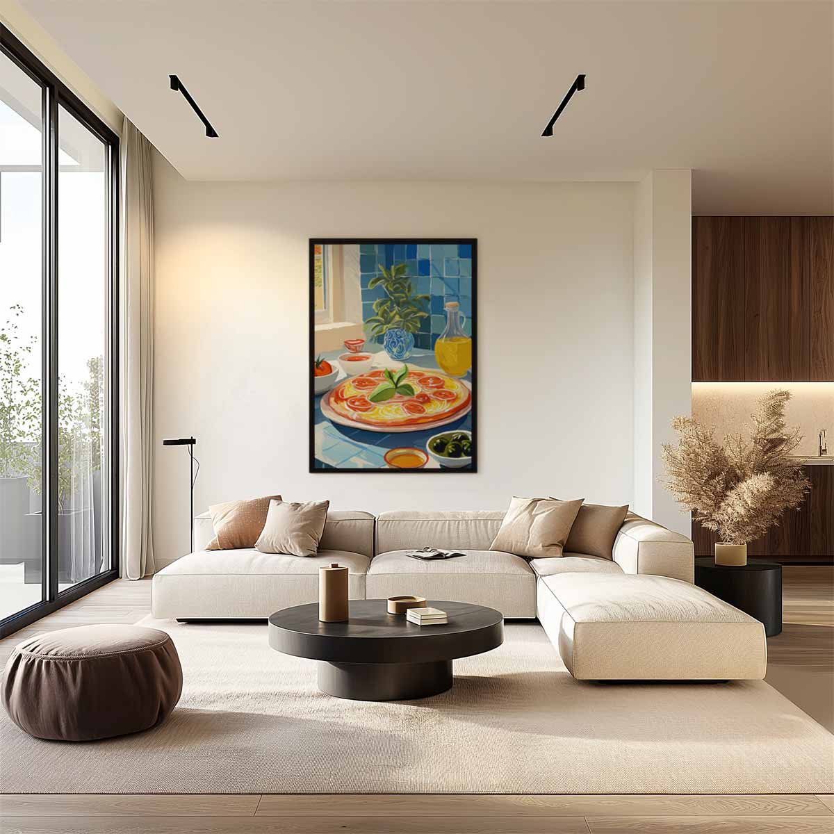 Mediterraanse Keuken in Blauwtinten – dibond wanddecoratie in staand formaat