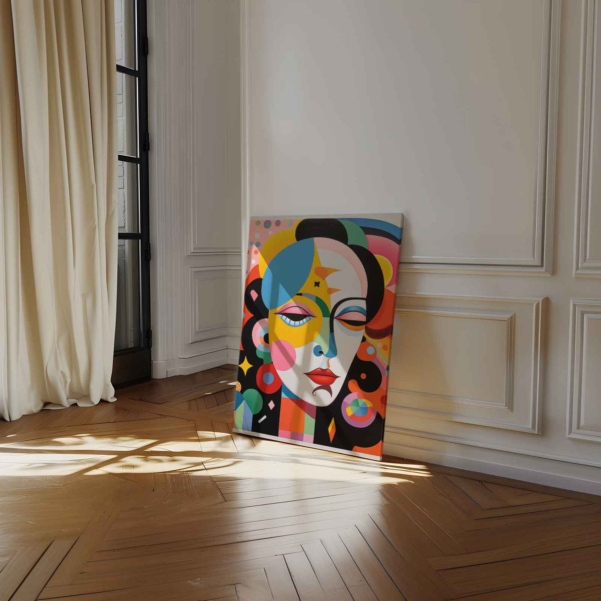 Kleurrijke Dromenportret – dibond kunstwerk als wanddecoratie