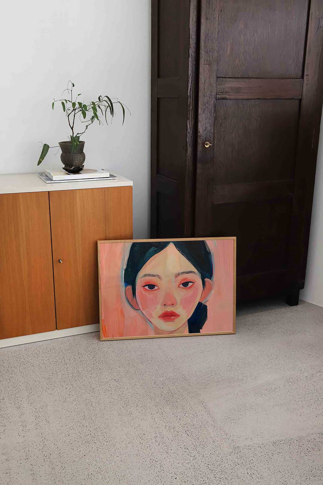 Portret met roze tinten – hedendaagse illustratie als liggende poster
