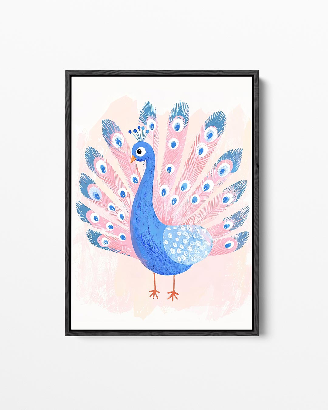 Vrolijke pauw illustratie – staand wanddecoratie kunstwerk