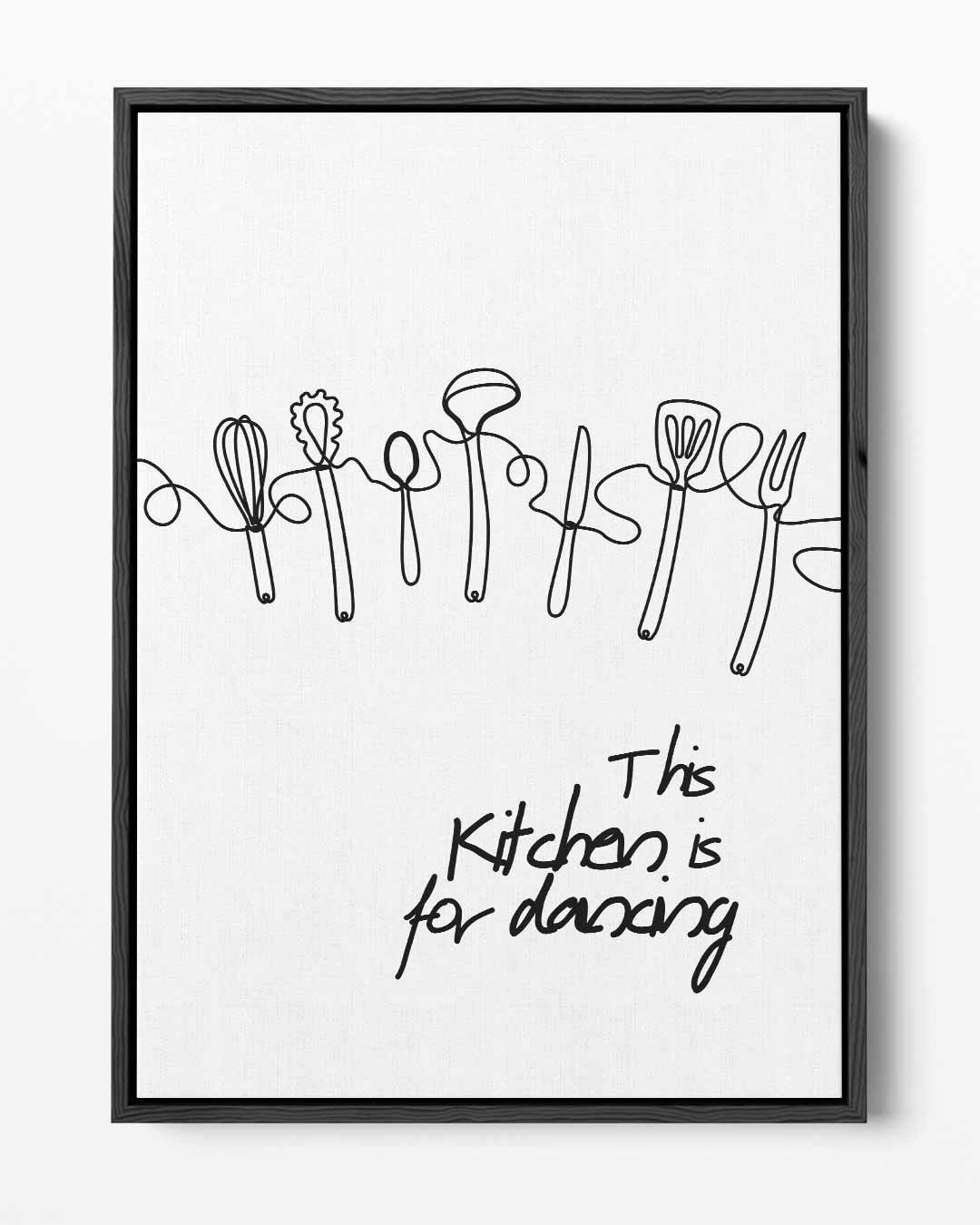 Dansende Keukentools Print – portret kunstwerk als wanddecoratie