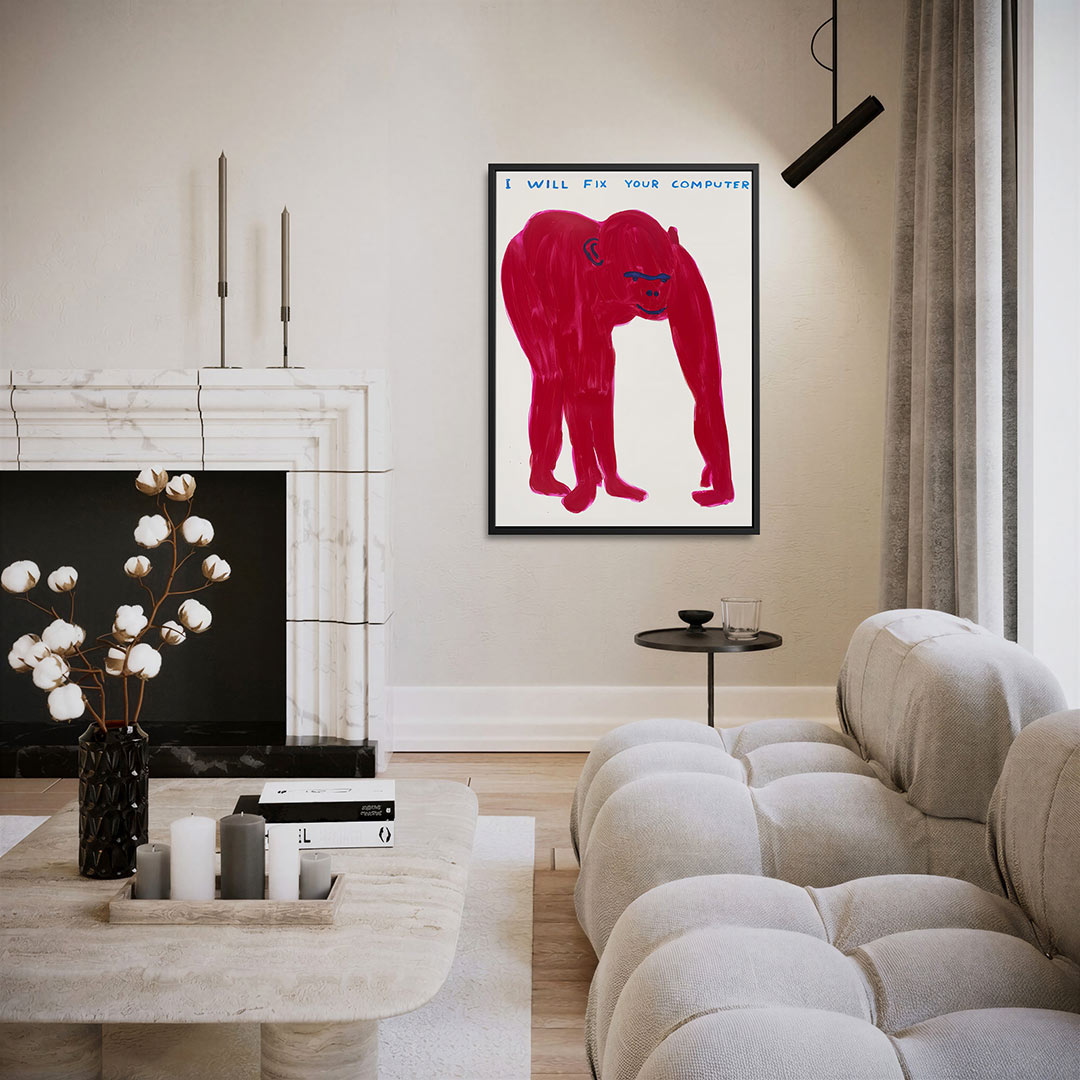 Speelse aap illustratie – moderne staande wandkunst