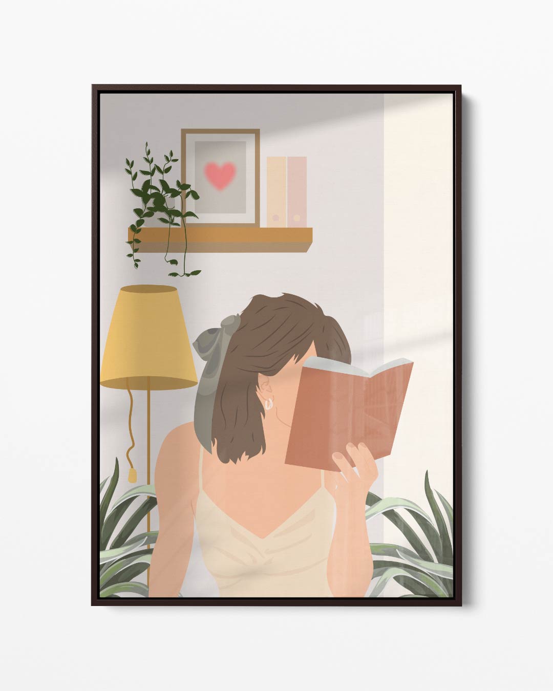 Lezende Vrouw in een Gezellige Kamer – portret kunstwerk als wanddecoratie