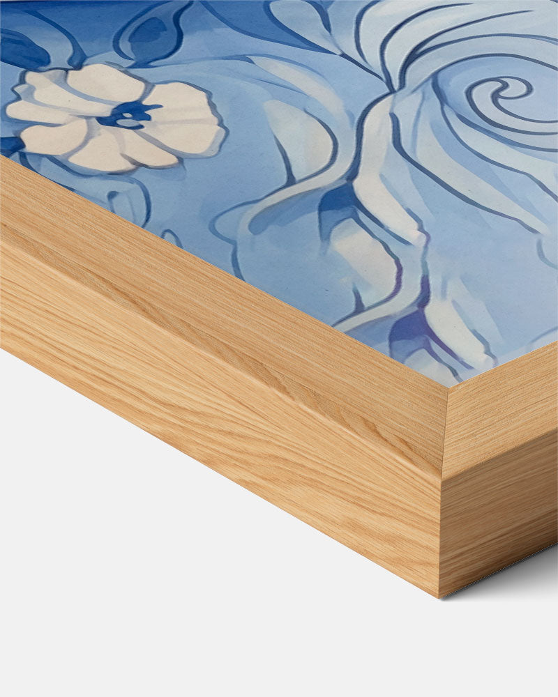 Blauwe Bloemen Koffiemok – staande keuken wanddecoratie van WallArtistic