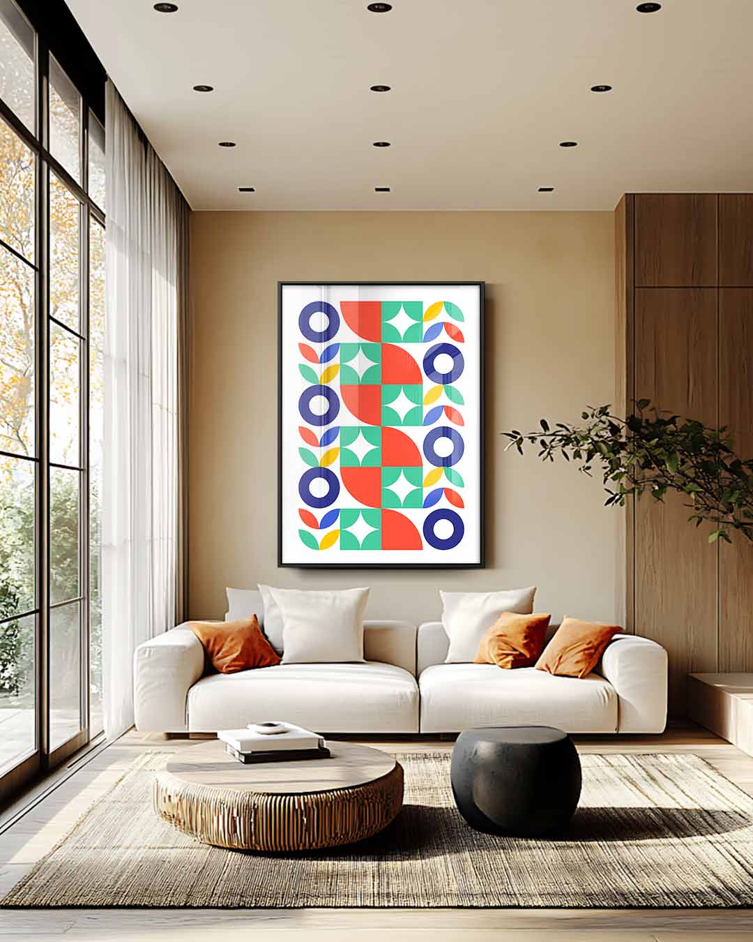 Kleurrijke Geometrische Harmonie – modern portret kunstwerk van WallArtistic