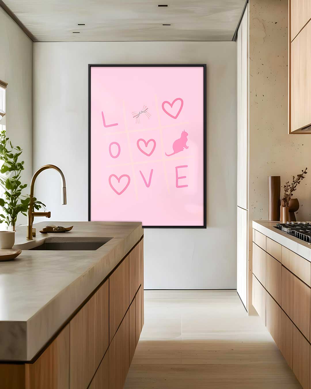 Liefdevolle Tic-Tac-Toe Kunst – dibond wanddecoratie in staand formaat