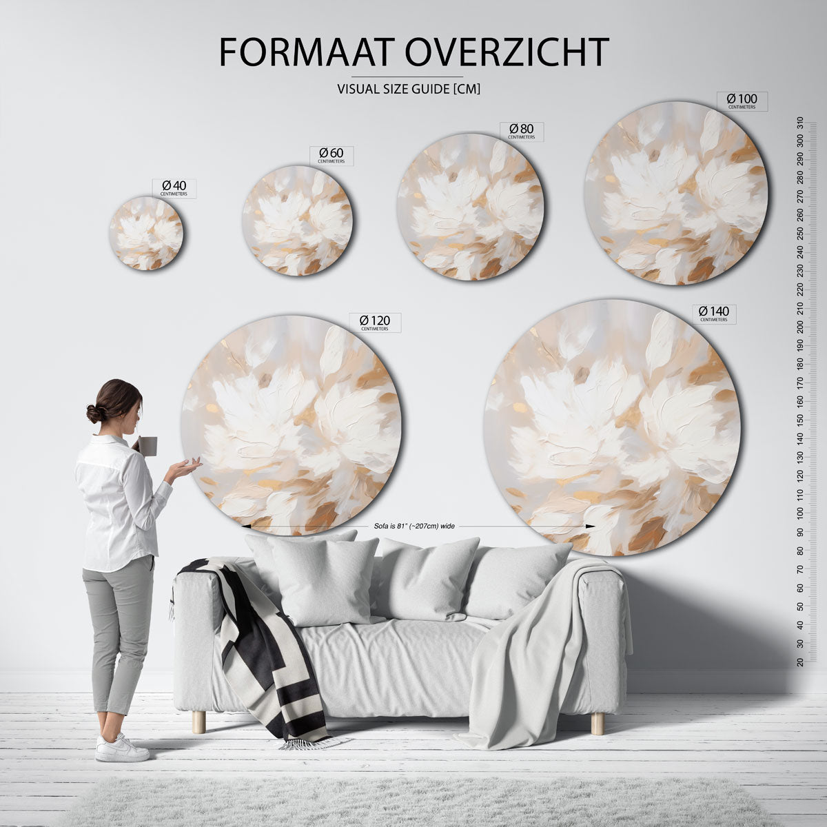 Abstracte bloemen – abstracte wandkunst als muurcirkel van WallArtistic