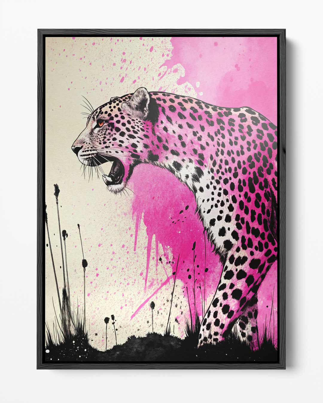 Roze Luipaard Expressie – portret kunstwerk als wanddecoratie