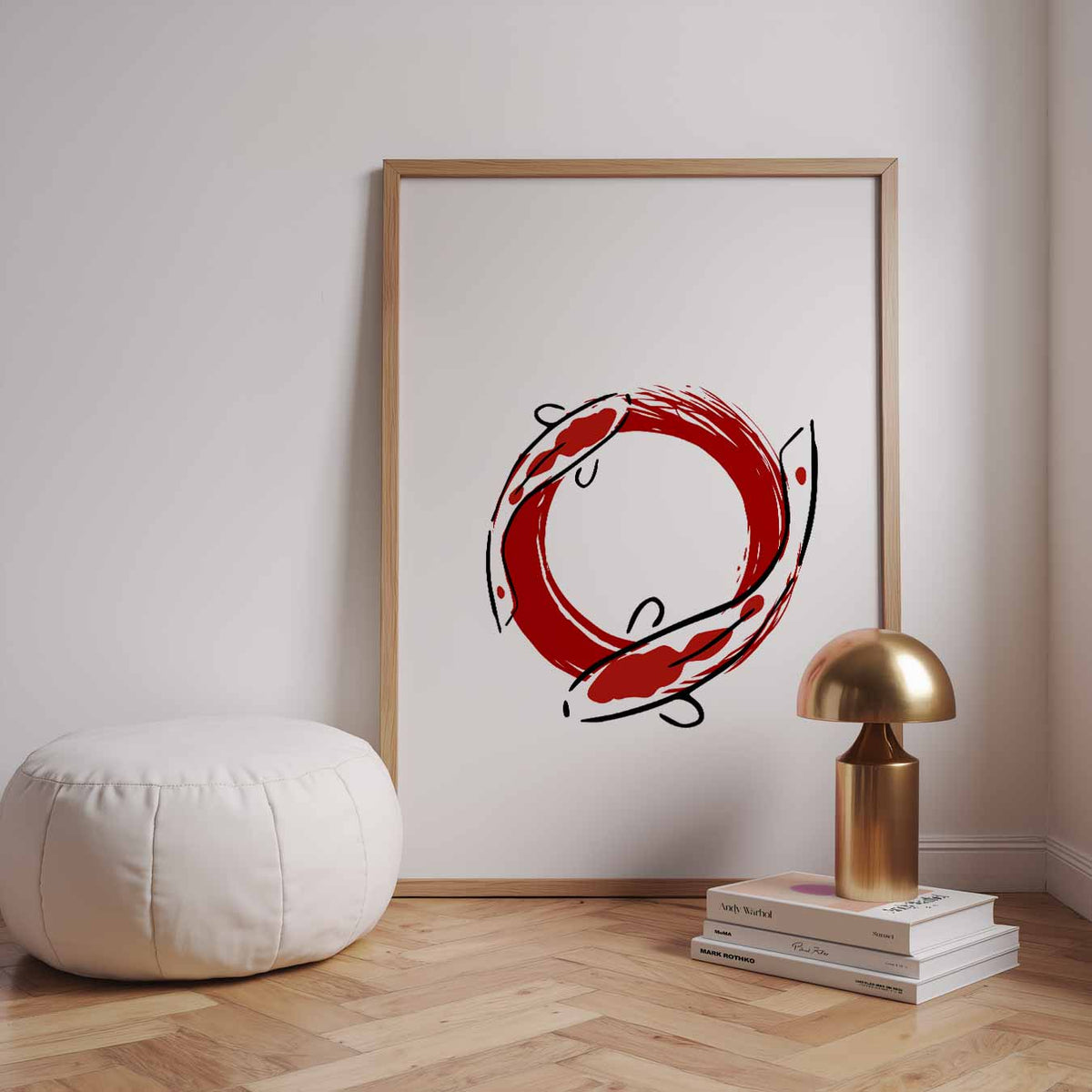 Zen Koi Cirkel – zomerse wandkunst als portret poster
