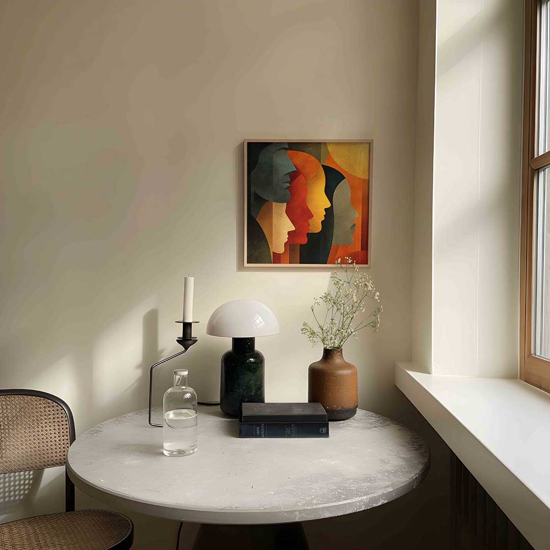 Profielen in warme tinten – abstracte poster in vierkant formaat