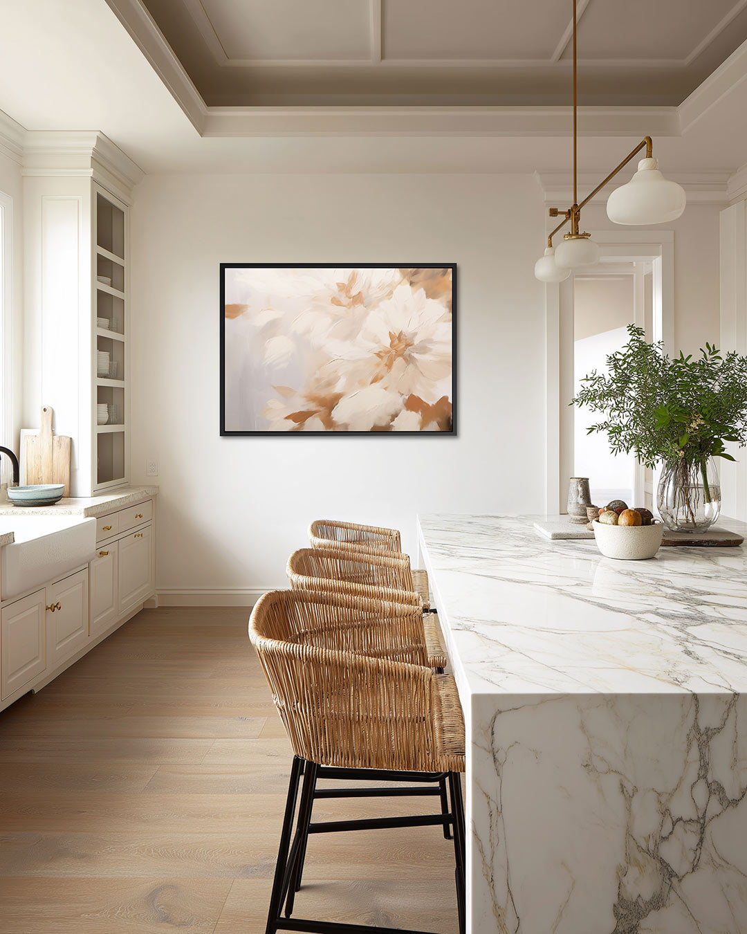 Zachte bloemvormen – wanddecoratie in interieur
