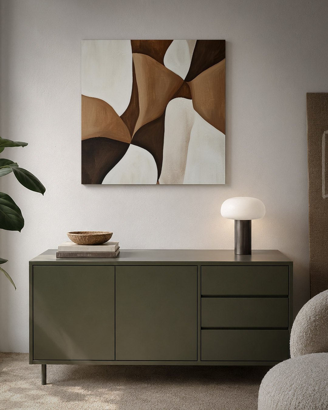 Organische vormen compositie kunstwerk – detailweergave – dit kunstwerk toont vloeiende, organische vormen in een harmonie