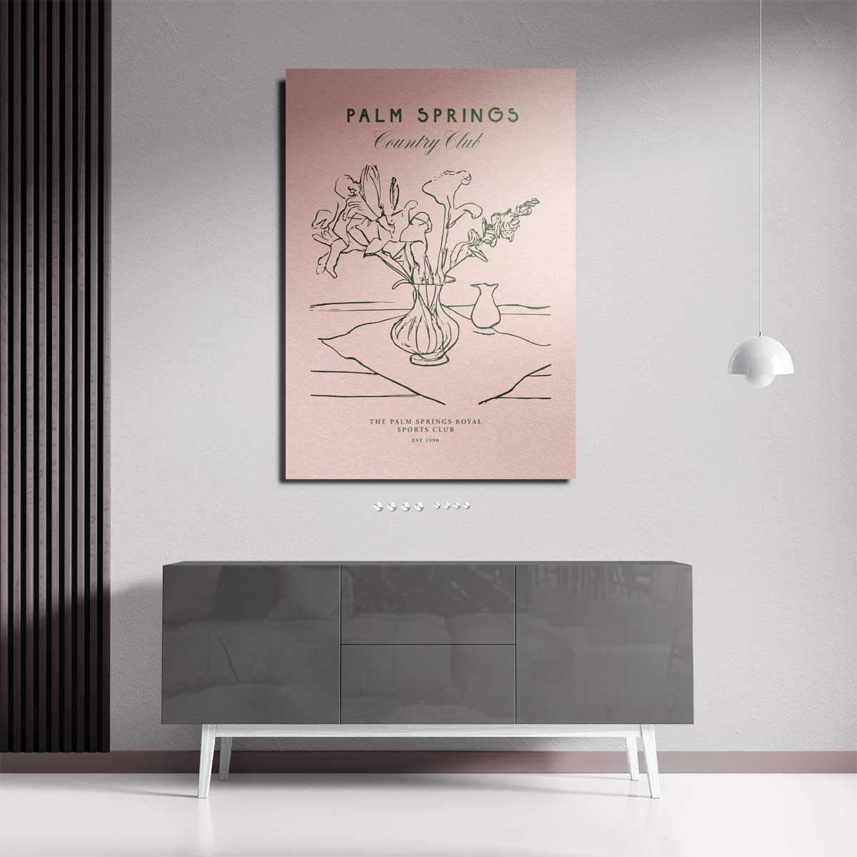 Palm Springs Country Club Bloemenprint – staande wandkunst voor woonkamer of interieur