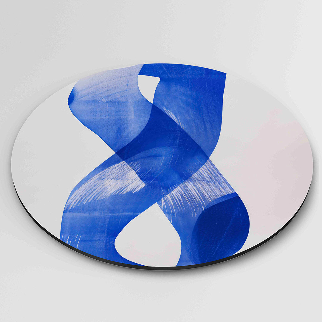 Blauwe vormen – kleurrijke wandkunst als muurcirkel