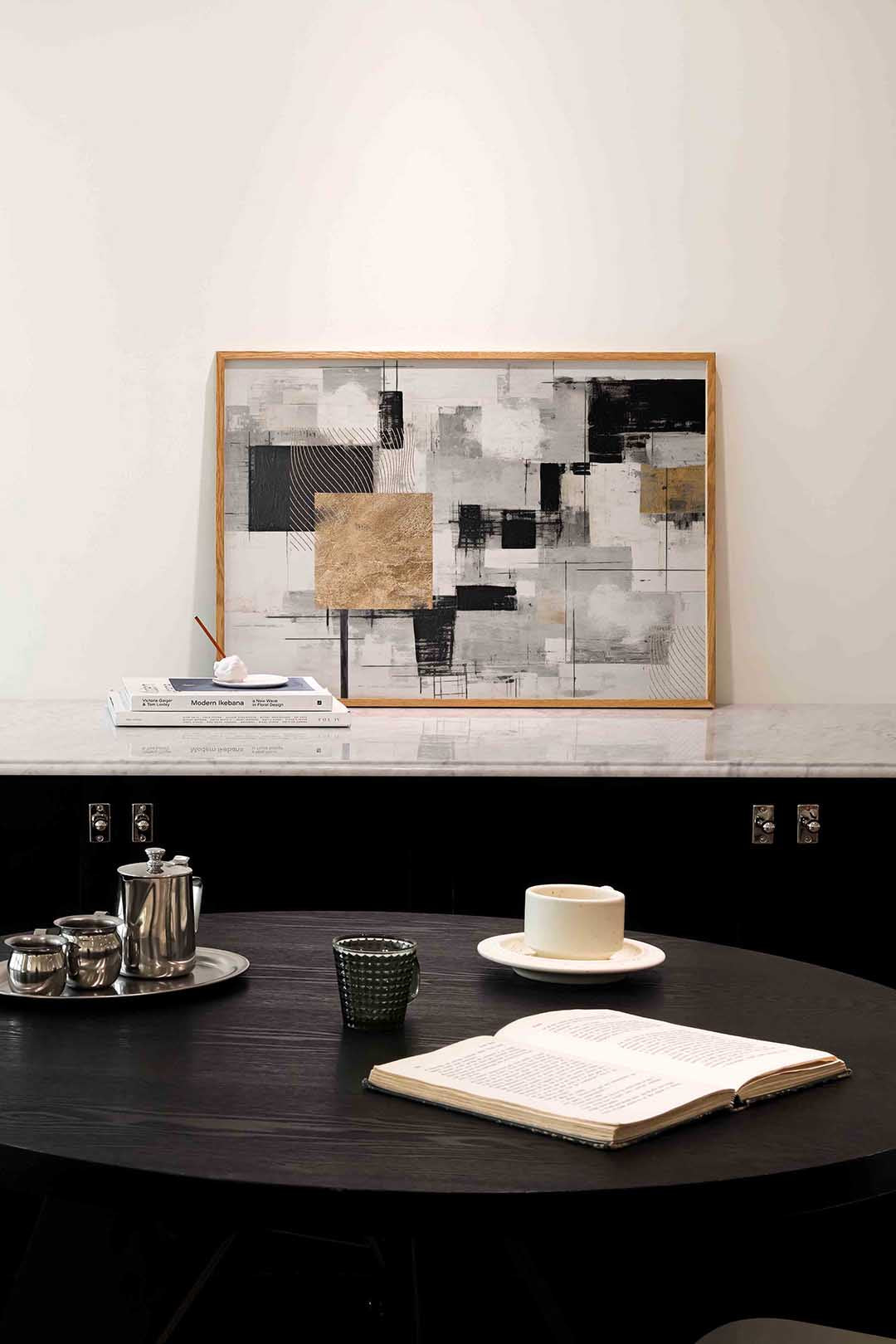 Abstracte vormen en lijnen – abstracte poster in liggend formaat