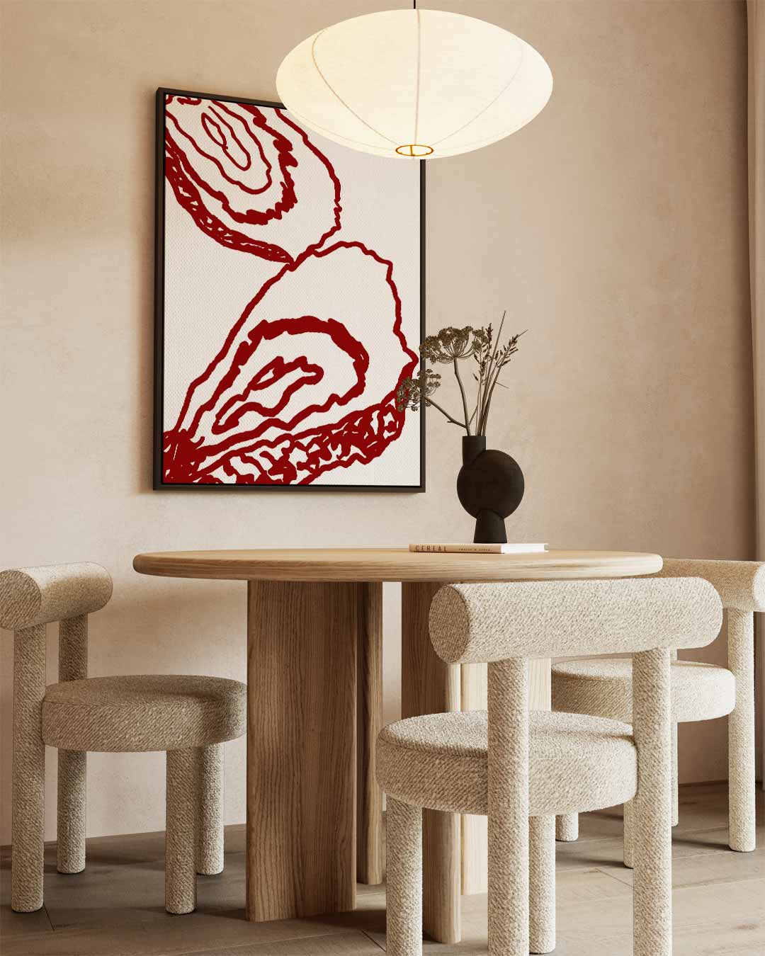 Abstracte Oesterlijnen – canvas wanddecoratie in portret formaat