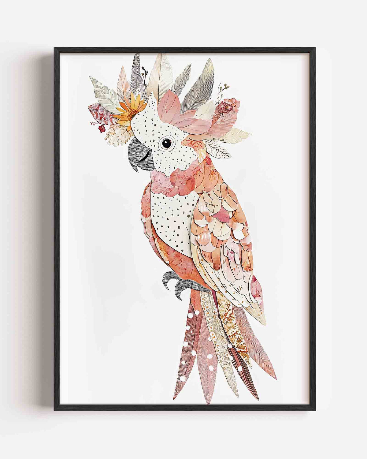 Papegaai met bloemen – dieren portret poster als wanddecoratie