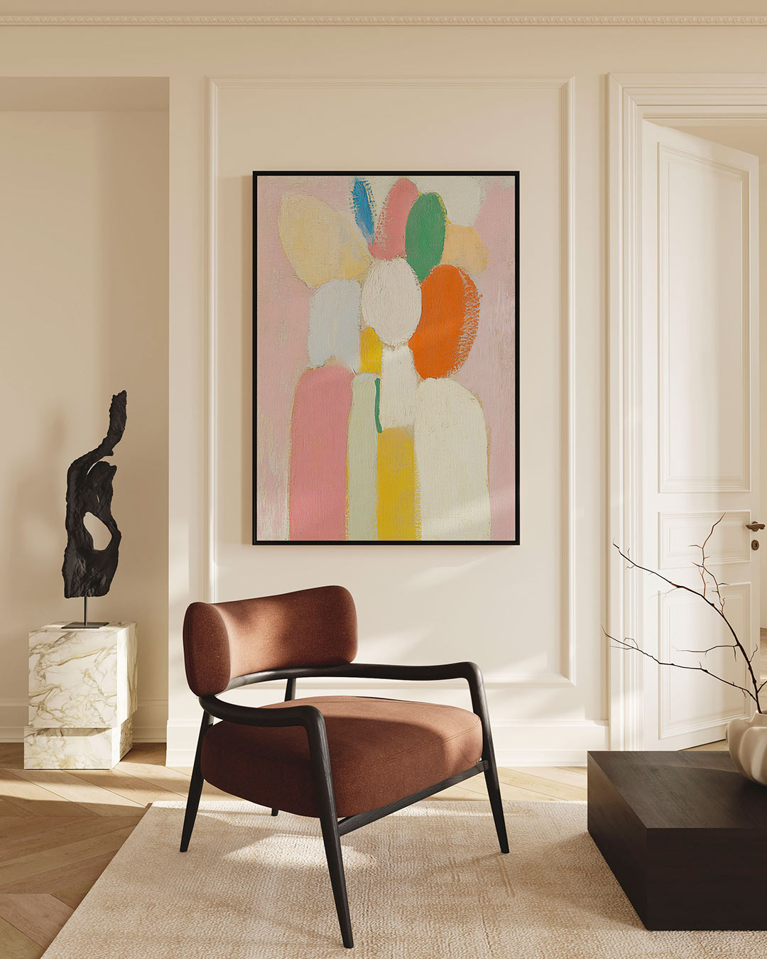 Kleurrijke vormen – staand wanddecoratie kunstwerk