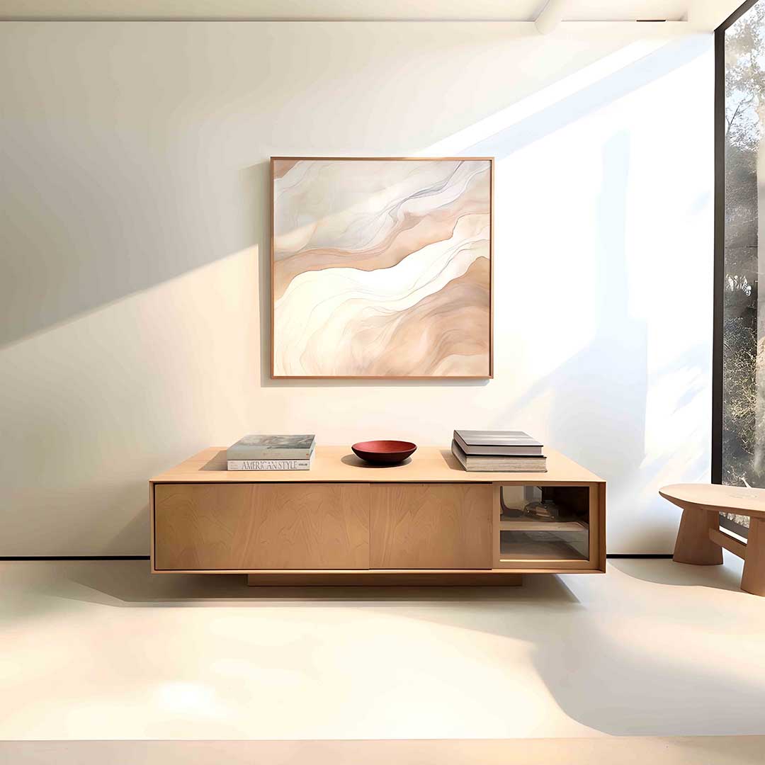 Golvende lijnen – vierkante zachte abstracte wanddecoratie van WallArtistic