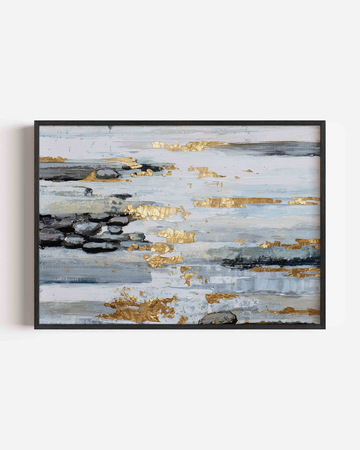 Gouden accenten en stenen – abstracte landscape poster als wanddecoratie