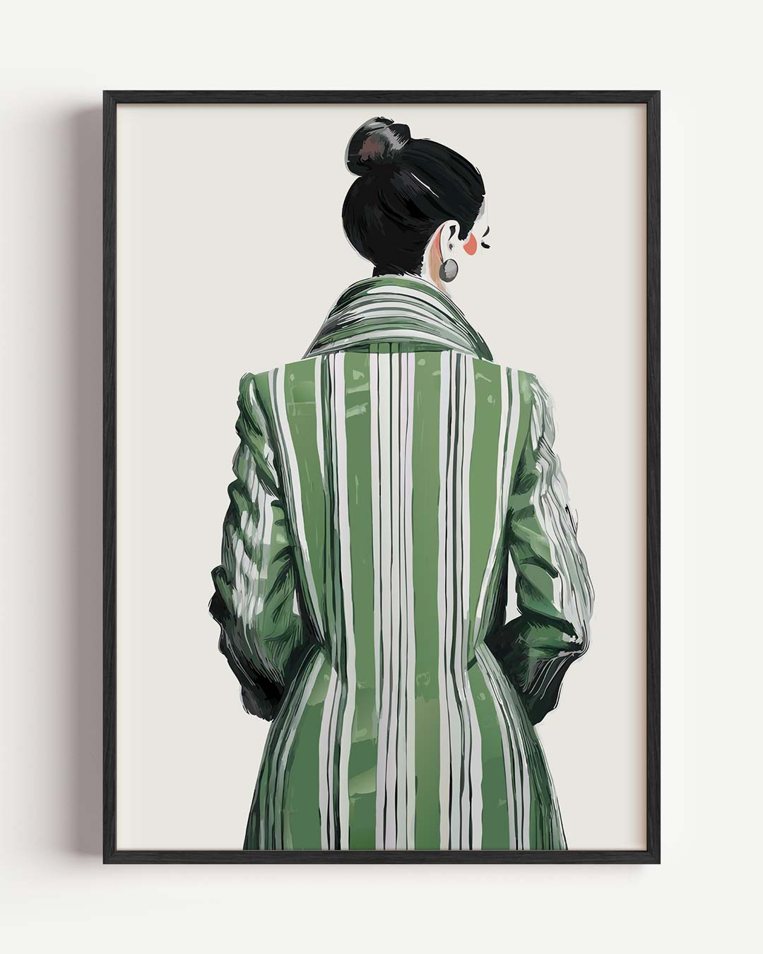 Elegante Gestreepte Modeposter – zomer portret poster als wanddecoratie